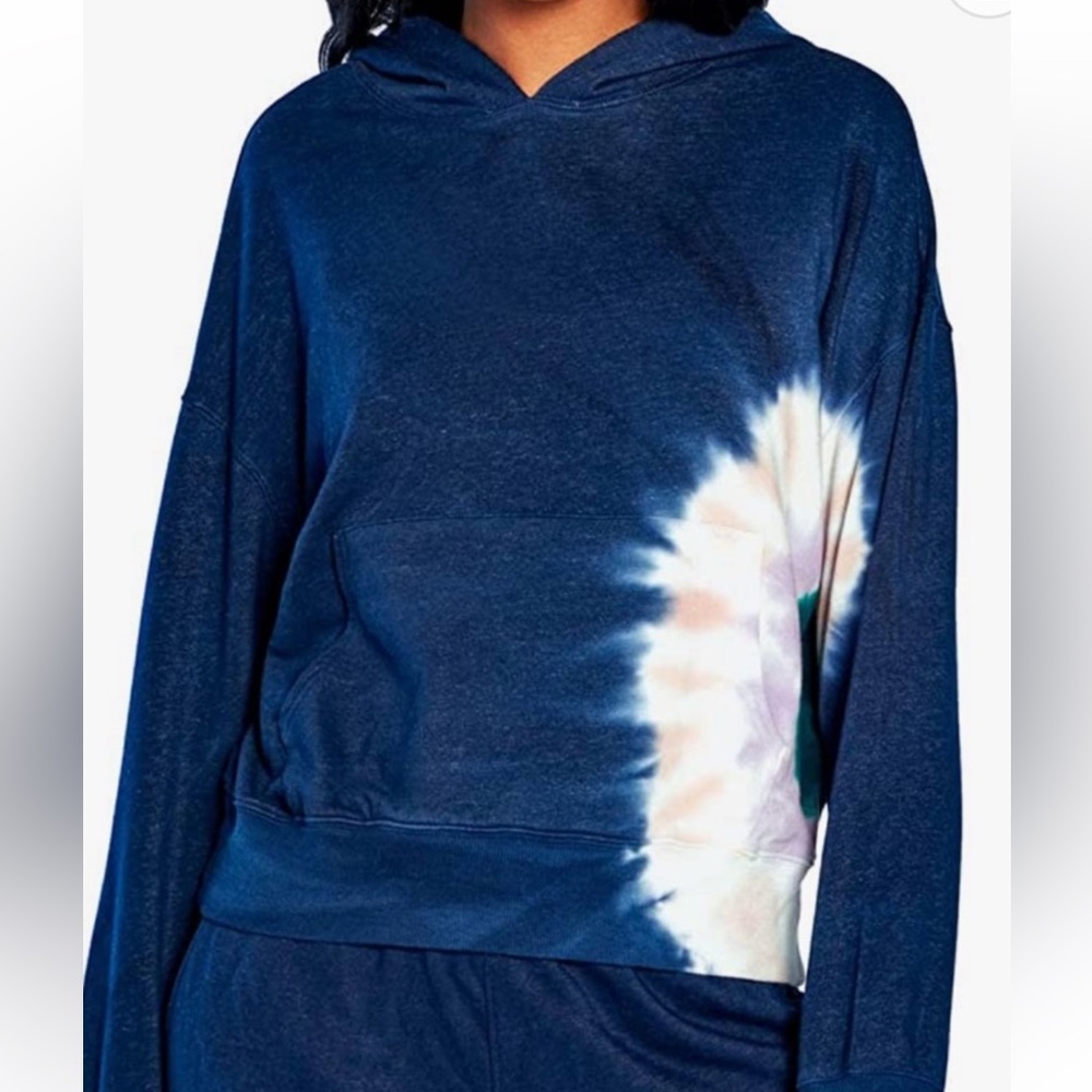 Wildfox Navy Blue Tie-Dye Hoodie with Pastel Burst